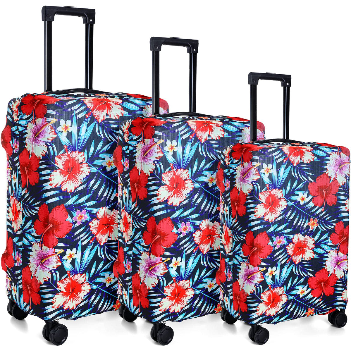 Amylove 3 Pcs Suitcase Covers Protective Washable Suitcase Protector Anti Scratch Luggage Cover Protector for 18-28 Inch Luggage (Flamingo)