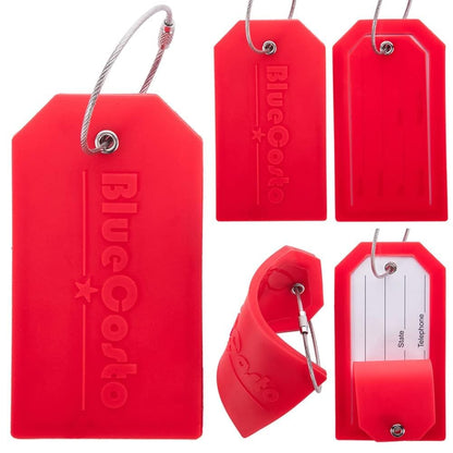 Luggage Tags, Large Green 5 Pack, PVC Suitcase Tags, Privacy Cover