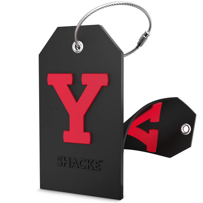 Shacke Initial Luggage Tag with Privacy Cover & Steel Loop (Aqua Teal, P)