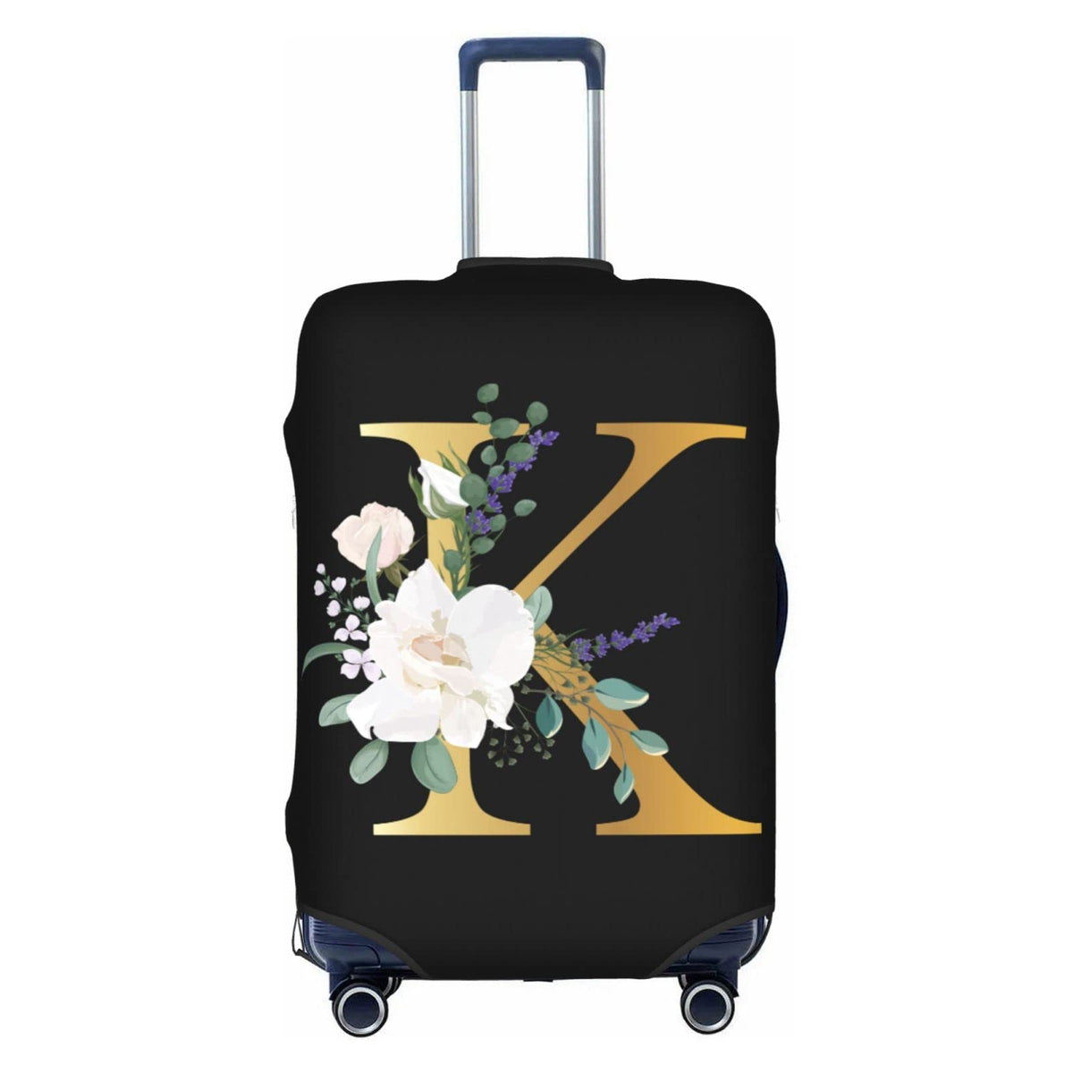 Flower Lette M Black Luggage Cover Elastic Washable Stretch Suitcase Protector Travel Suitcase Cover for Kid and Adult XL (29-32 inch suitcase)