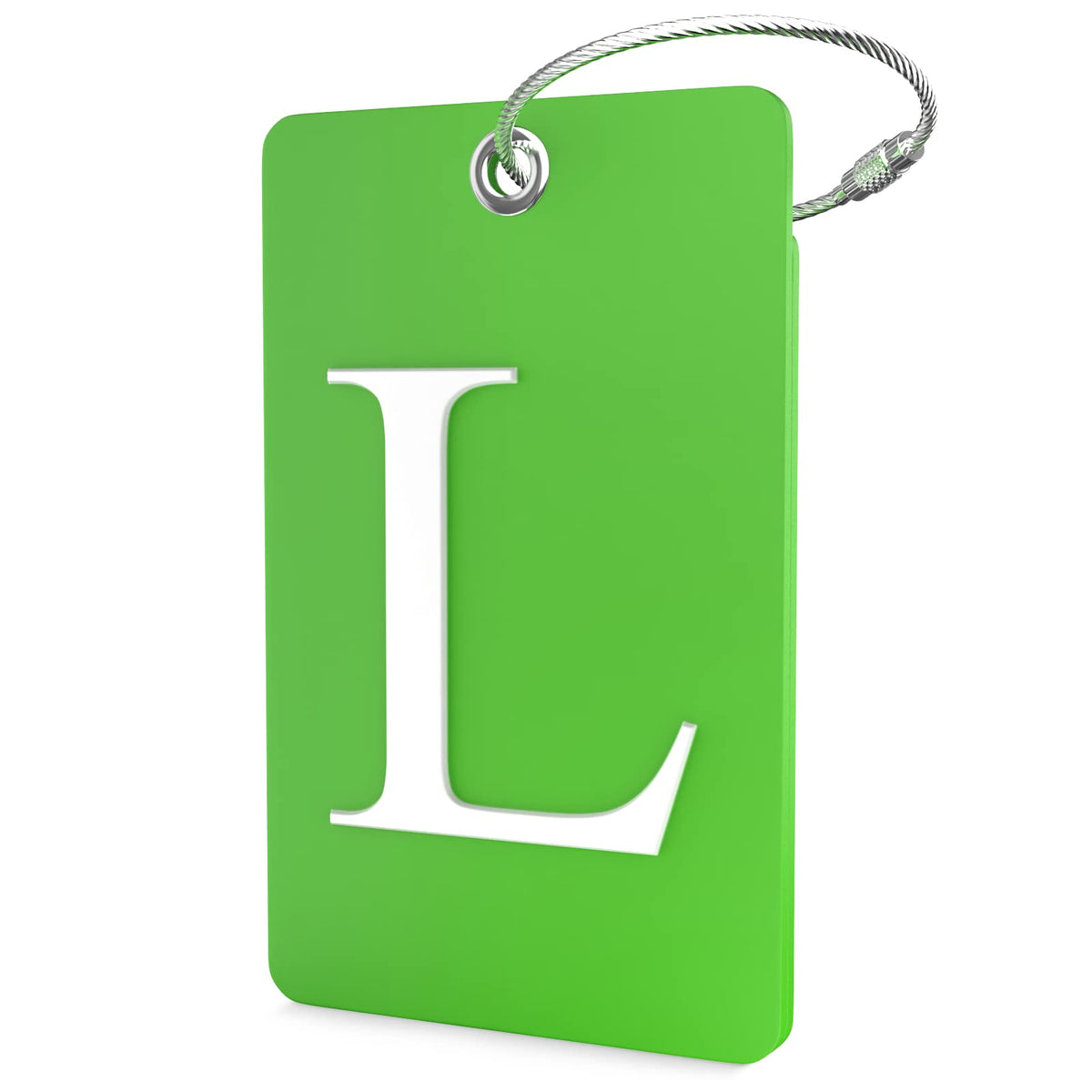 Shacke Luggage Tag for Suitcases – Initial Letter L, Bendable (Green)