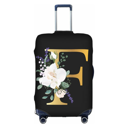 Flower Lette M Black Luggage Cover Elastic Washable Stretch Suitcase Protector Travel Suitcase Cover for Kid and Adult XL (29-32 inch suitcase)