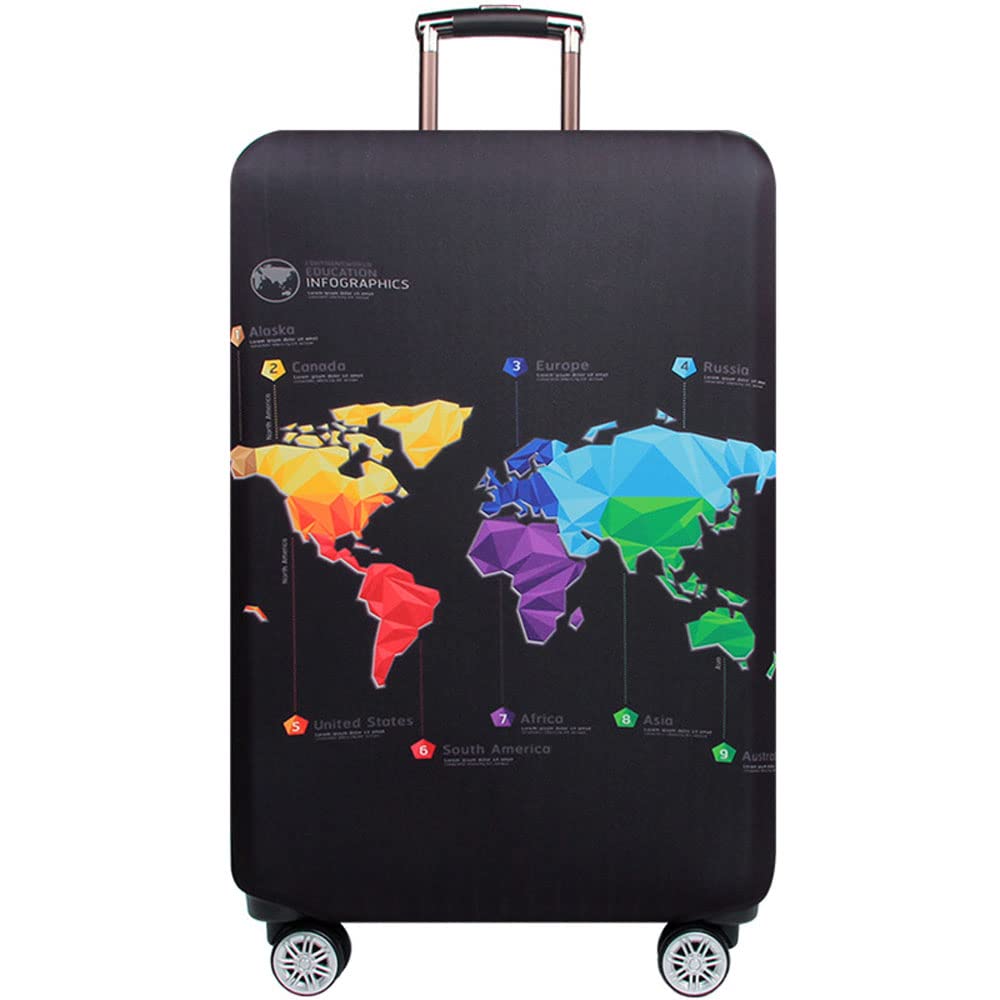 MosaiRudo Thicker Luggage Cover Elastic Suitcase Cover Protector Fits 18-32 Inch Suitcase Travel Accessories (World Map, M)