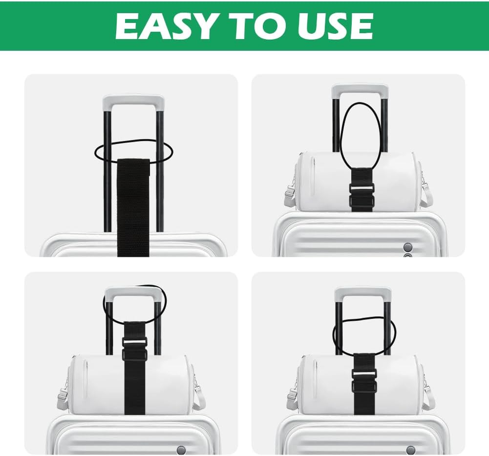 7 Pack Multi Use Adjustable Luggage Connector Straps, Strong Sturdy Elastic Durable Straps,Waterproof Hands-Free Travel Essential for Multiple Suitcases, Secure Stacking, Add-a-Bag