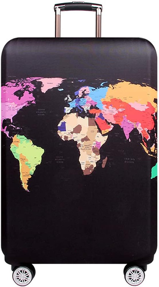 MosaiRudo Thicker Luggage Cover Elastic Suitcase Cover Protector Fits 18-32 Inch Suitcase Travel Accessories (World Map, M)