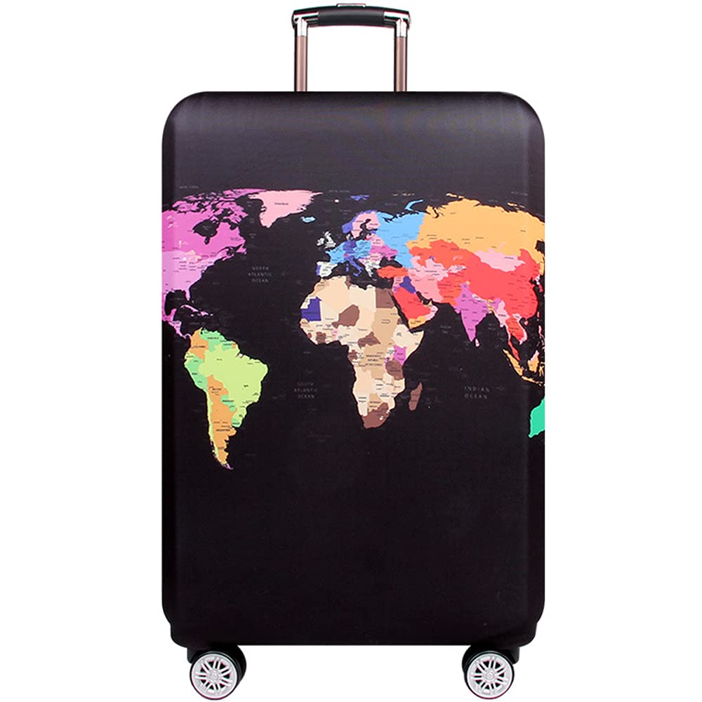 MosaiRudo Thicker Luggage Cover Elastic Suitcase Cover Protector Fits 18-32 Inch Suitcase Travel Accessories (World Map, M)