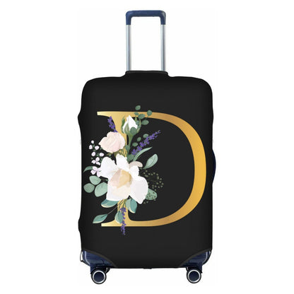 Flower Lette M Black Luggage Cover Elastic Washable Stretch Suitcase Protector Travel Suitcase Cover for Kid and Adult L (25-28 inch suitcase)