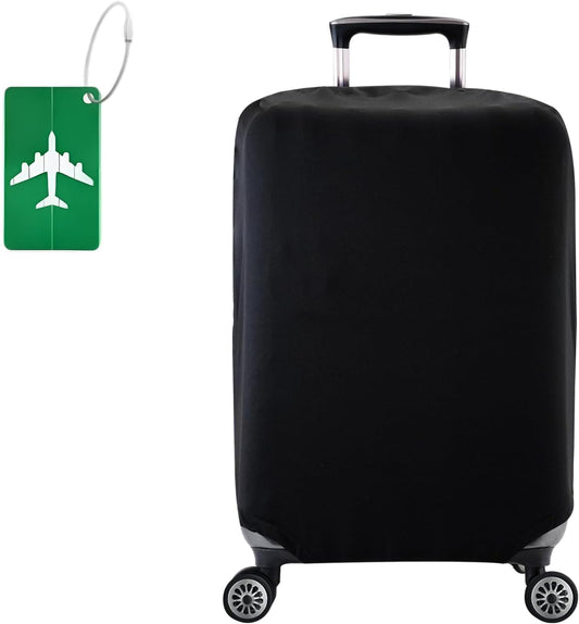 Luggage Cover, Elastic Suitcase Covers For Luggage with suitcase tag, Scratch Resistant Luggages-Cover Protector for Travel Business Trips (Black S, 18-20inch)