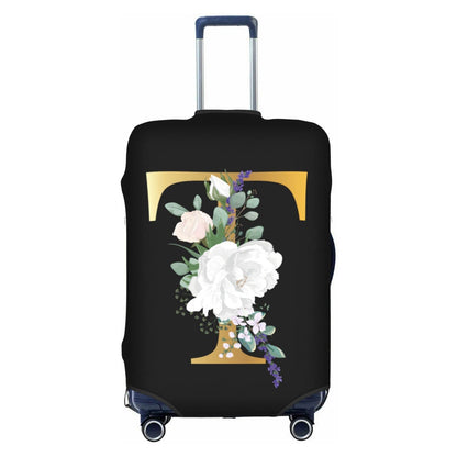Flower Lette M Black Luggage Cover Elastic Washable Stretch Suitcase Protector Travel Suitcase Cover for Kid and Adult XL (29-32 inch suitcase)