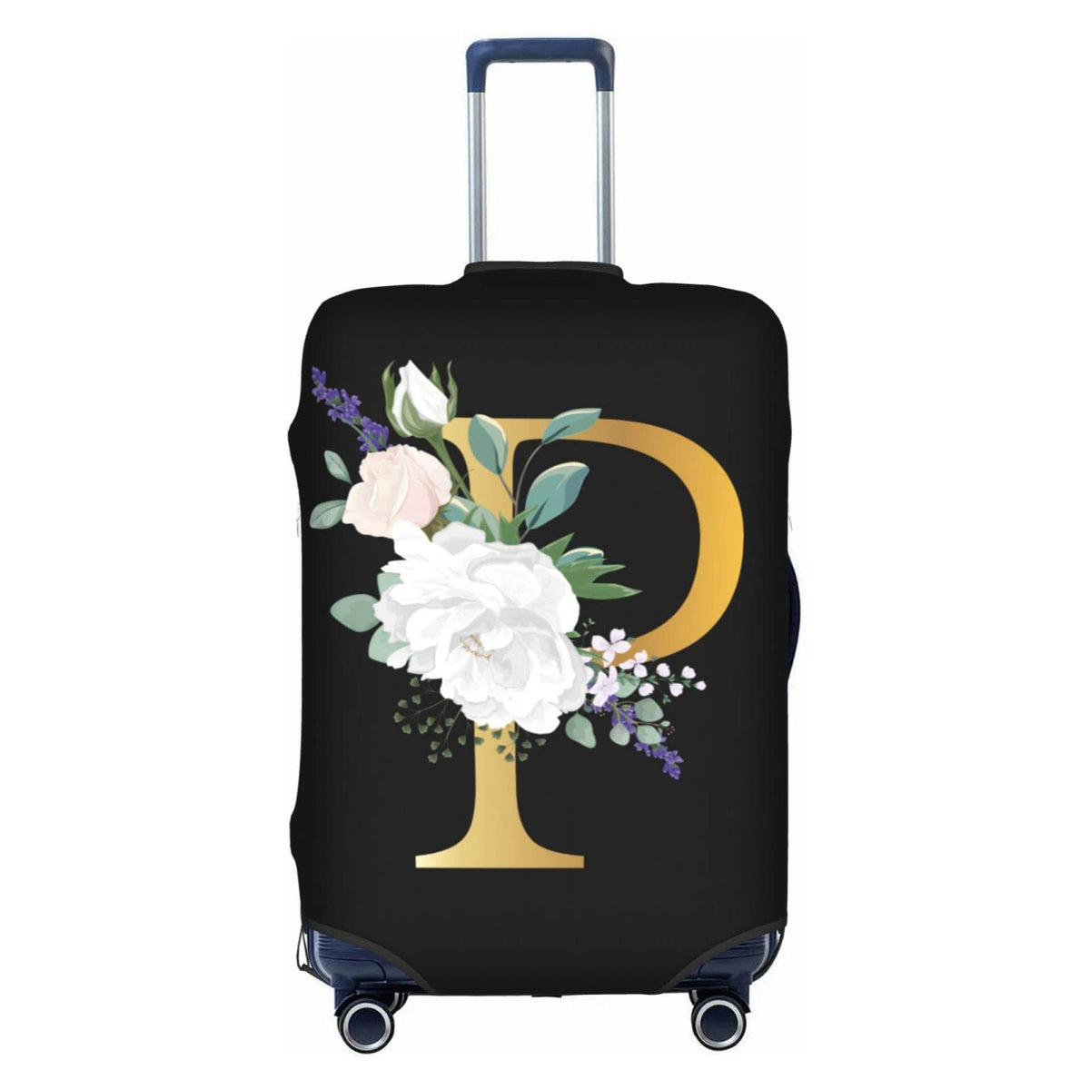 Flower Lette M Black Luggage Cover Elastic Washable Stretch Suitcase Protector Travel Suitcase Cover for Kid and Adult XL (29-32 inch suitcase)