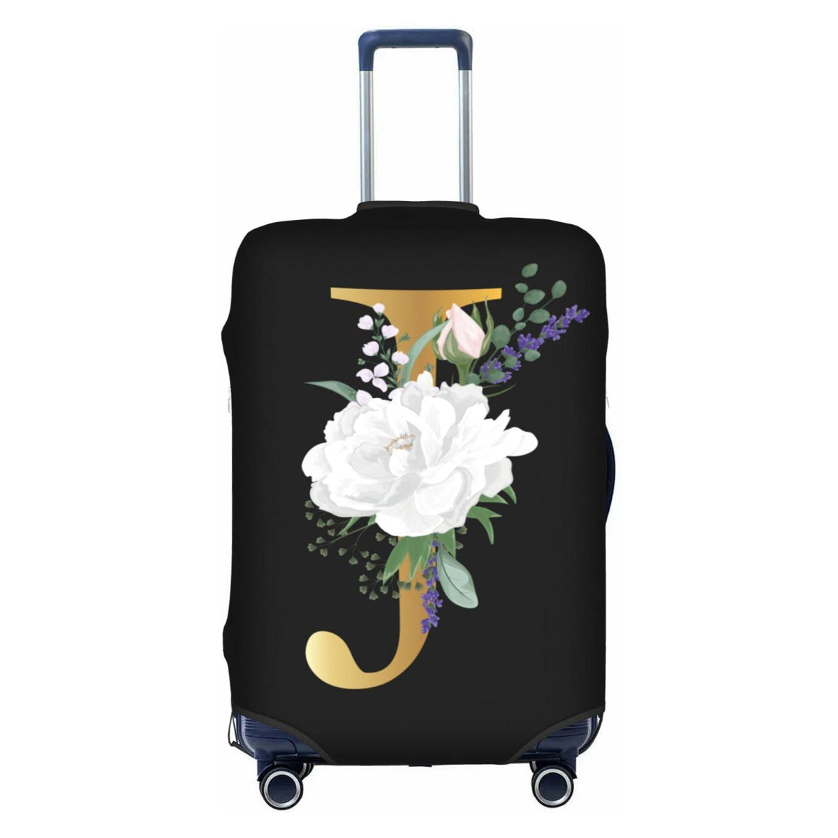 Flower Lette M Black Luggage Cover Elastic Washable Stretch Suitcase Protector Travel Suitcase Cover for Kid and Adult XL (29-32 inch suitcase)