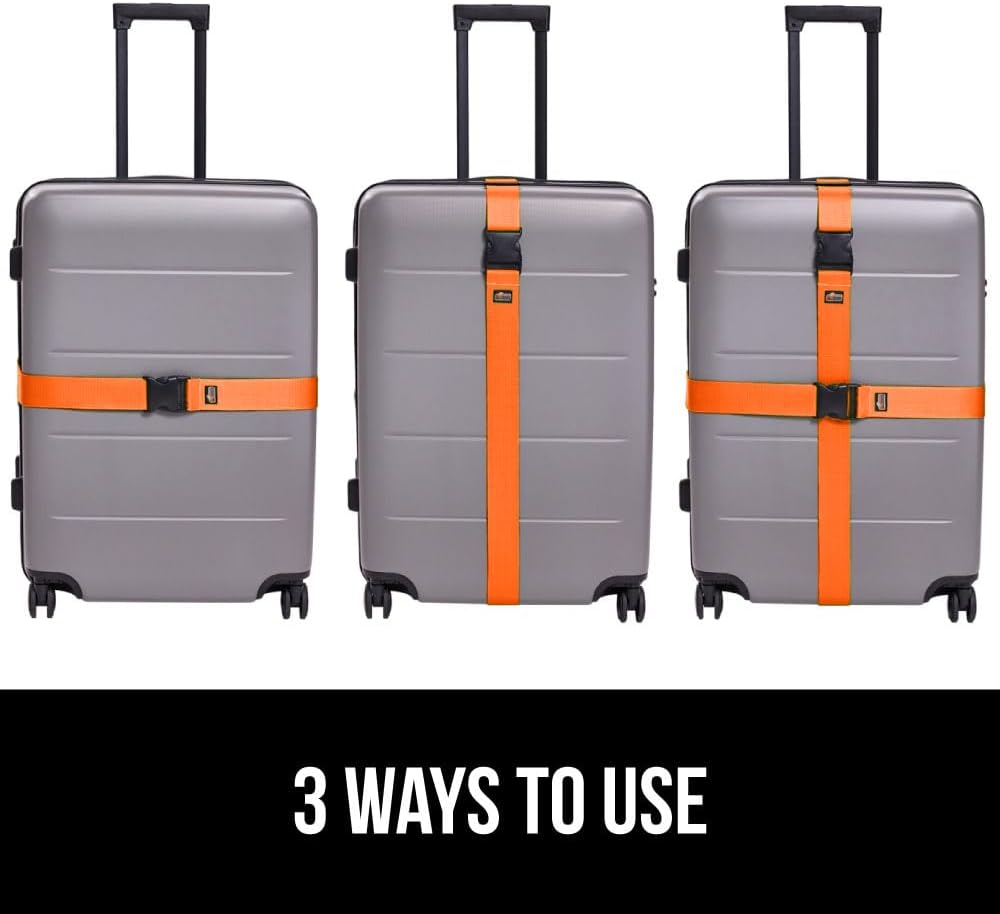 GORILLA GRIP Heavy Duty Luggage Straps for Suitcase, 4 Pack, Orange