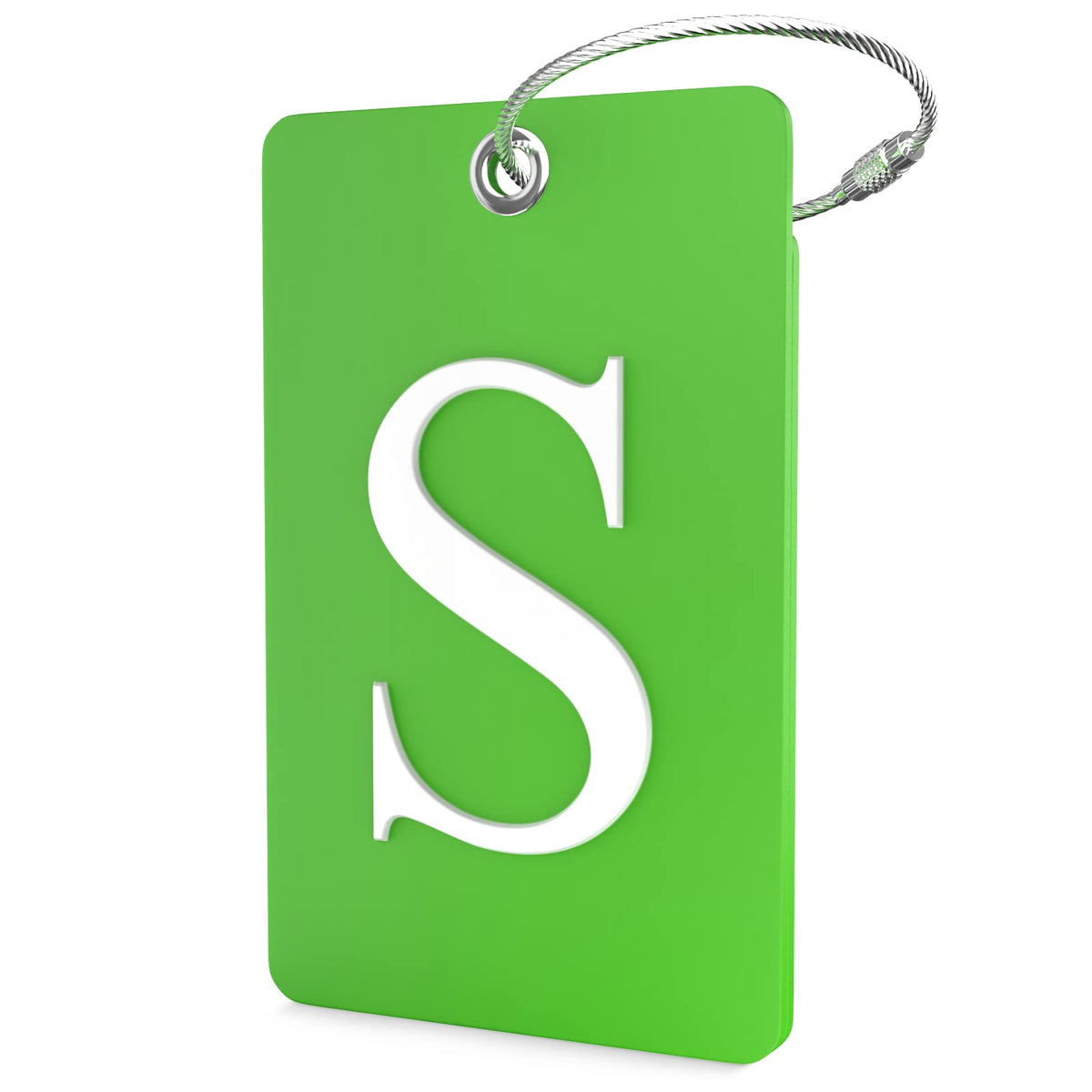 Shacke Luggage Tag for Suitcases – Initial Letter L, Bendable (Green)