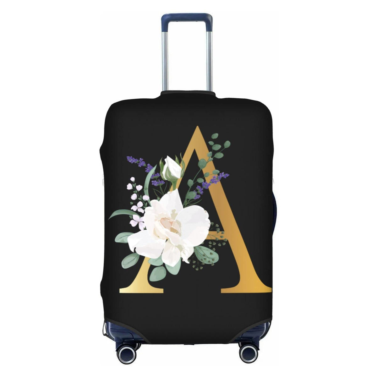 Flower Lette M Black Luggage Cover Elastic Washable Stretch Suitcase Protector Travel Suitcase Cover for Kid and Adult XL (29-32 inch suitcase)