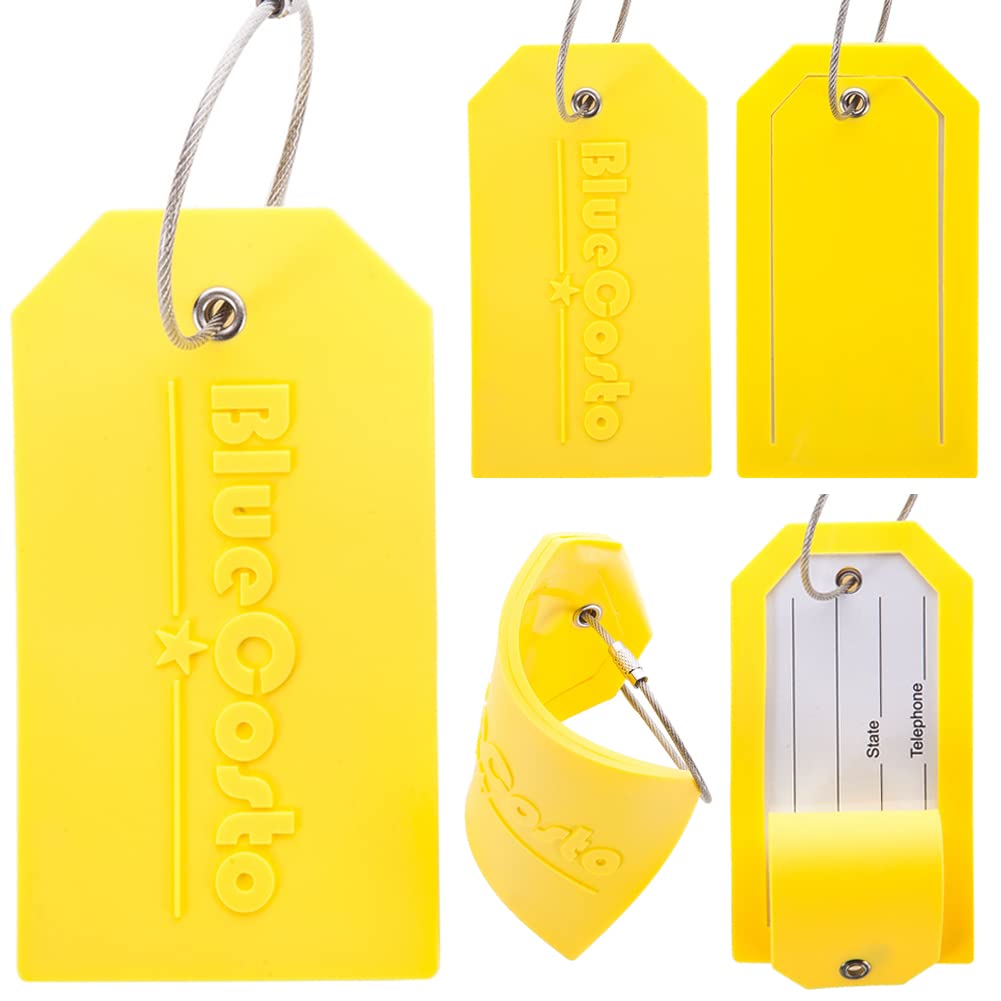 Luggage Tags, Large Green 5 Pack, PVC Suitcase Tags, Privacy Cover