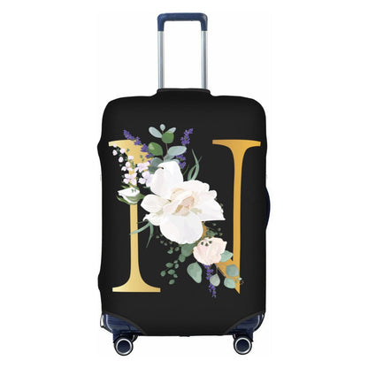 Flower Lette M Black Luggage Cover Elastic Washable Stretch Suitcase Protector Travel Suitcase Cover for Kid and Adult XL (29-32 inch suitcase)