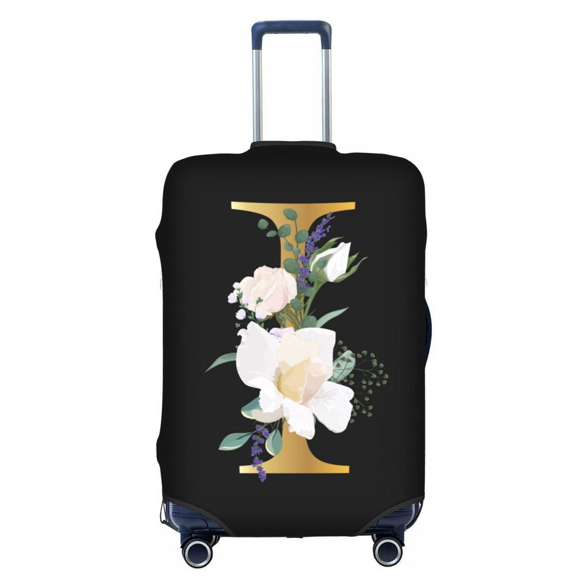 Flower Lette M Black Luggage Cover Elastic Washable Stretch Suitcase Protector Travel Suitcase Cover for Kid and Adult XL (29-32 inch suitcase)