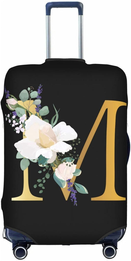 Flower Lette M Black Luggage Cover Elastic Washable Stretch Suitcase Protector Travel Suitcase Cover for Kid and Adult XL (29-32 inch suitcase)