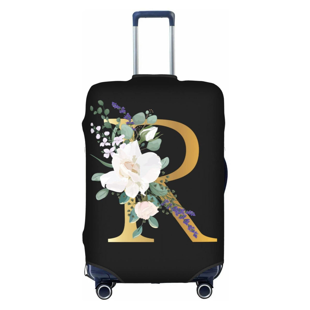 Flower Lette M Black Luggage Cover Elastic Washable Stretch Suitcase Protector Travel Suitcase Cover for Kid and Adult XL (29-32 inch suitcase)