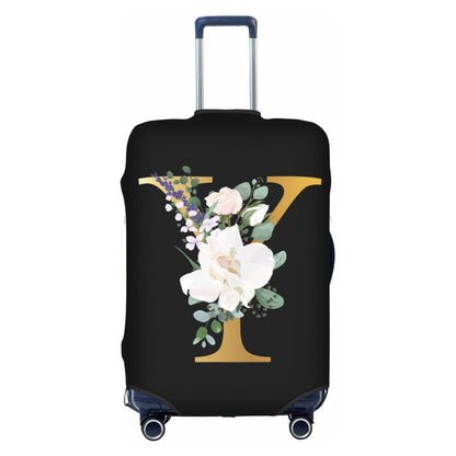 Flower Lette M Black Luggage Cover Elastic Washable Stretch Suitcase Protector Travel Suitcase Cover for Kid and Adult XL (29-32 inch suitcase)