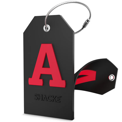 Shacke Initial Luggage Tag with Privacy Cover & Steel Loop (Aqua Teal, P)