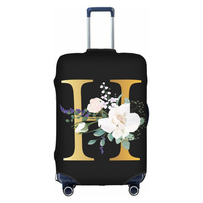 Flower Lette M Black Luggage Cover Elastic Washable Stretch Suitcase Protector Travel Suitcase Cover for Kid and Adult XL (29-32 inch suitcase)