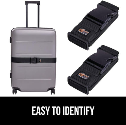 GORILLA GRIP Heavy Duty Luggage Straps for Suitcase, 4 Pack, Black