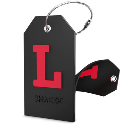 Shacke Initial Luggage Tag with Privacy Cover & Steel Loop (Aqua Teal, P)