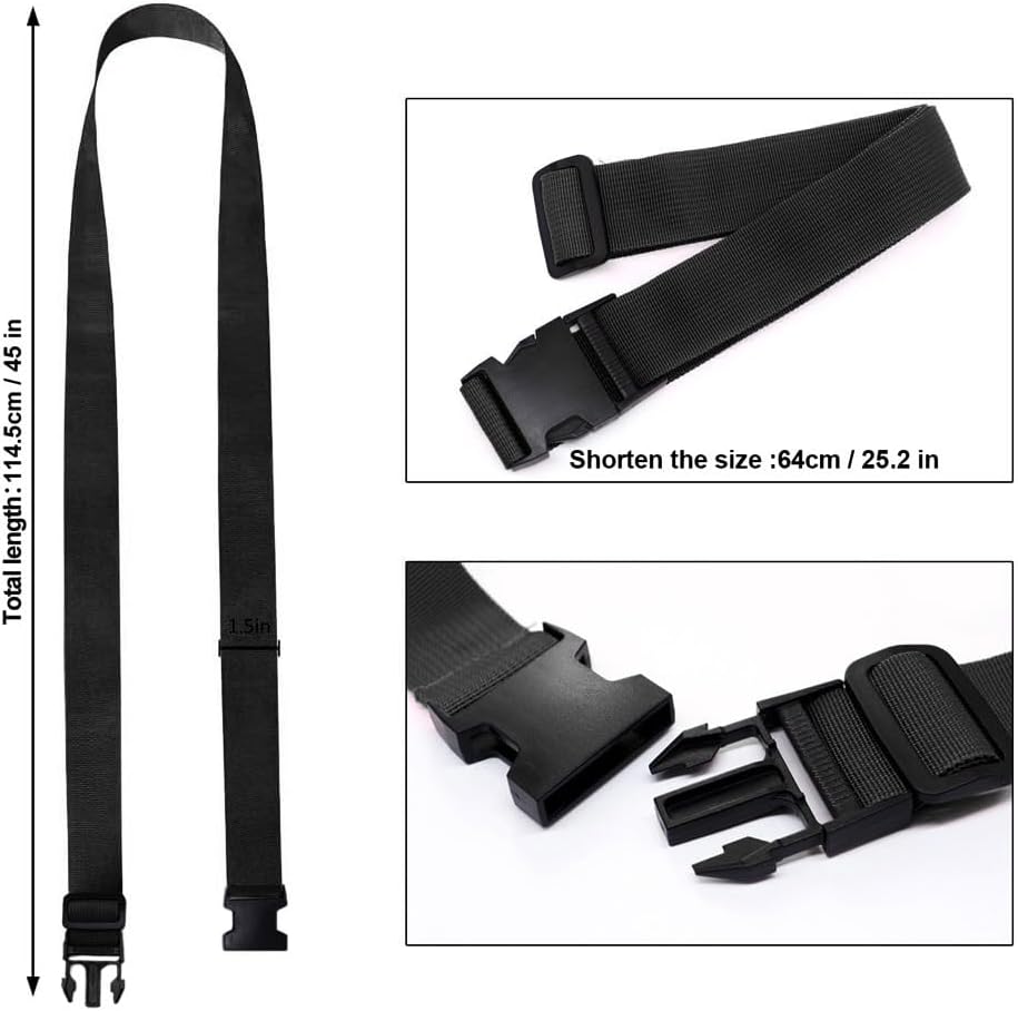 Luggage Straps for Suitcases, Travel Belt Multiple Connector, 2 Pack Black