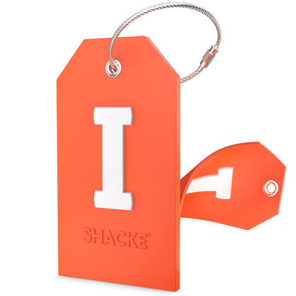 Shacke Initial Luggage Tag with Privacy Cover & Steel Loop (Aqua Teal, P)