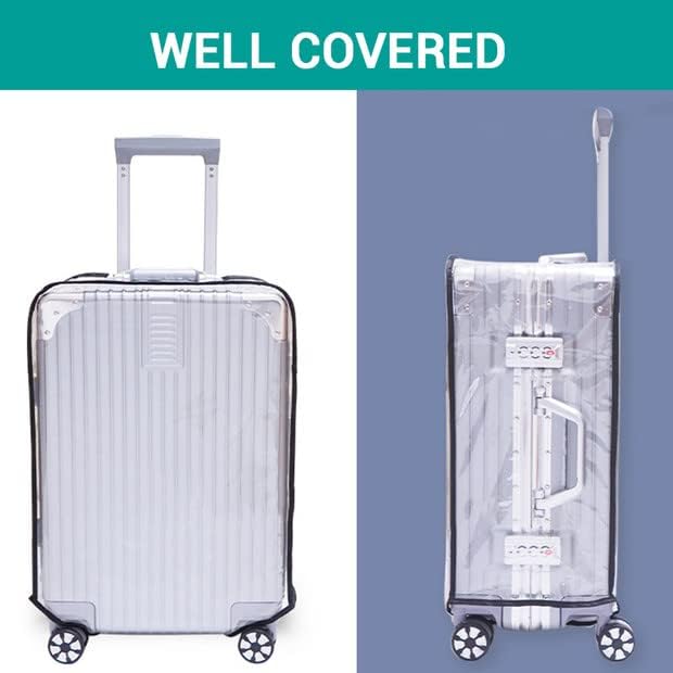 Tangaburu Clear Suitcase Cover - 20 24 26 28 30 Inch Waterproof PVC Suitcase Cover - Transparent Travel Suitcase Wrap - Protective Cover Case for Wheeled Luggage (30-Inch)
