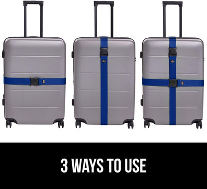 GORILLA GRIP Heavy Duty Luggage Straps for Suitcase, 4 Pack, Blue