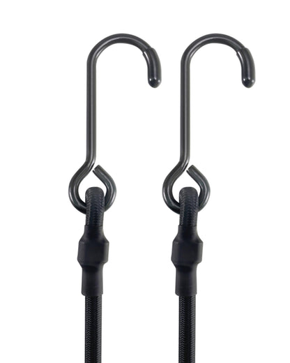 Lucky Straps 48" Black Adjustable Carabiner Bungee Cords with Hooks, 8 Pack