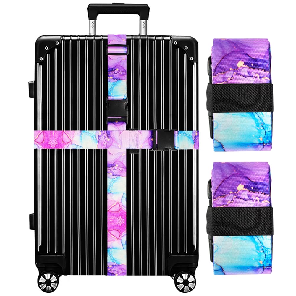 Luggage Straps for Suitcases TSA Approved-2 Pack Bright Personalized Luggage Belt Strap for Suitcase/Carry On Bag Luggage Accessories for Travel (Gradient)