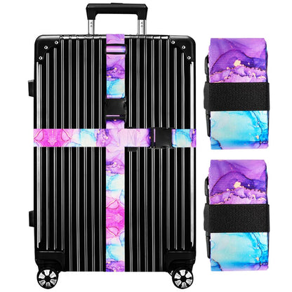 Luggage Straps for Suitcases TSA Approved-2 Pack Bright Personalized Luggage Belt Strap for Suitcase/Carry On Bag Luggage Accessories for Travel (Gradient)