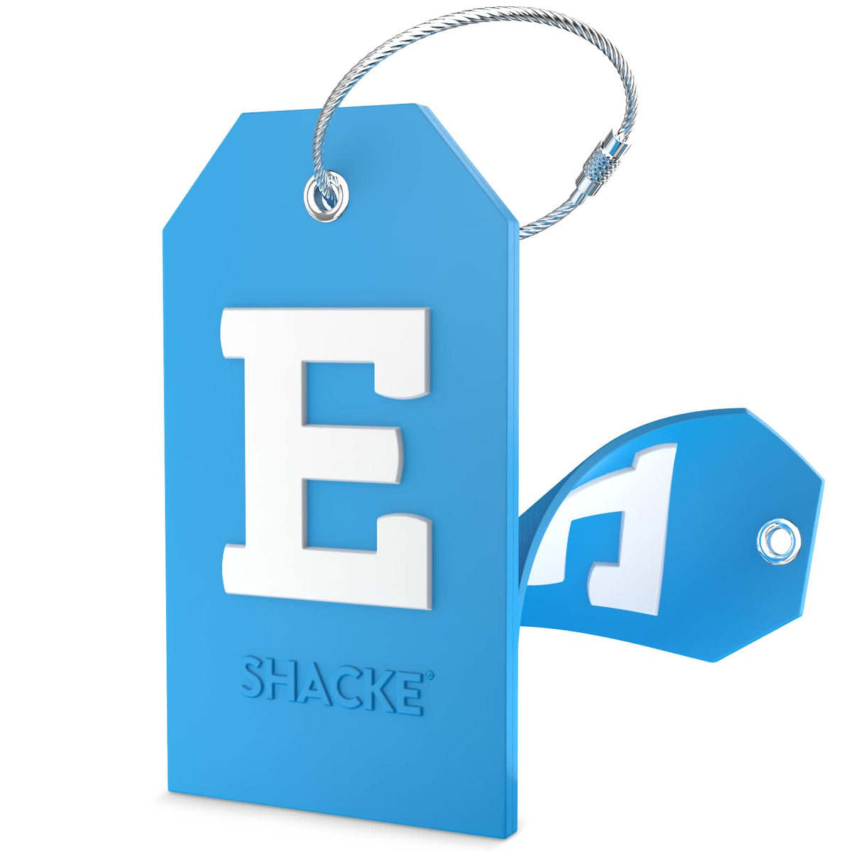 Shacke Initial Luggage Tag with Privacy Cover & Steel Loop (Aqua Teal, P)