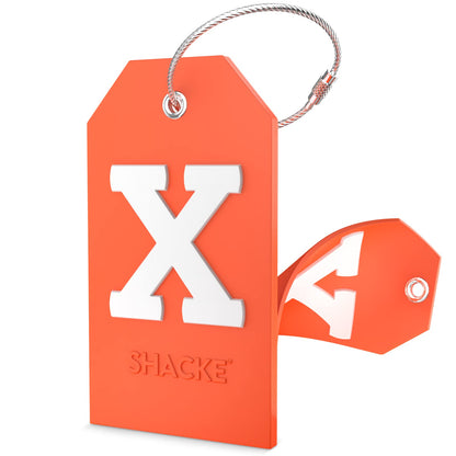 Shacke Initial Luggage Tag with Privacy Cover & Steel Loop (Aqua Teal, P)