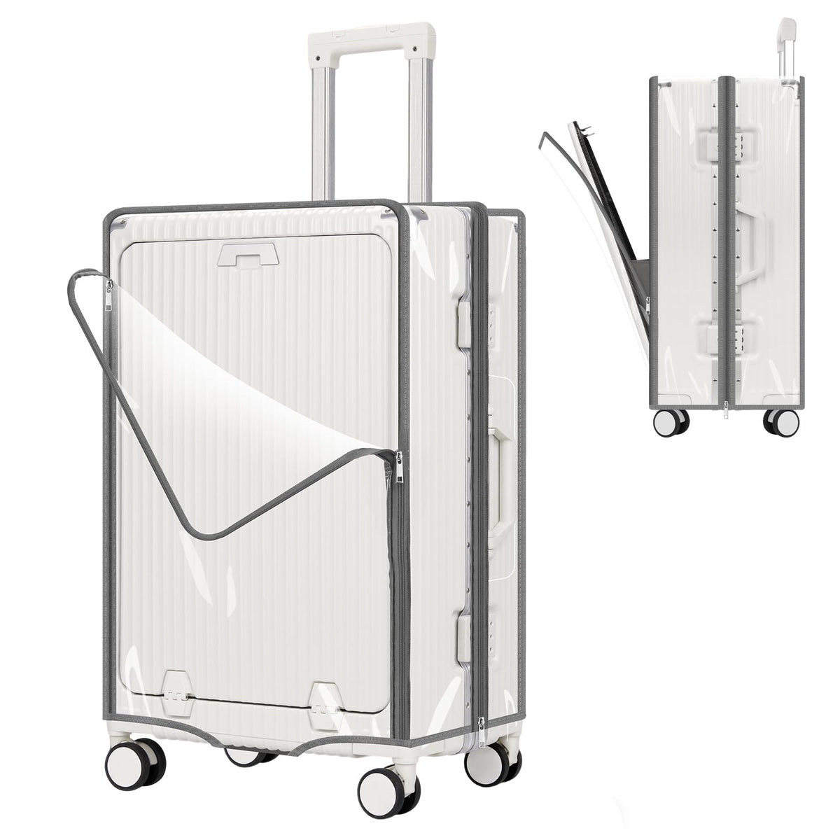 Yotako 3 Pieces Clear PVC Suitcase Cover Tough Protector, 20" 24" 28" Luggage Covers for Wheeled Suitcase