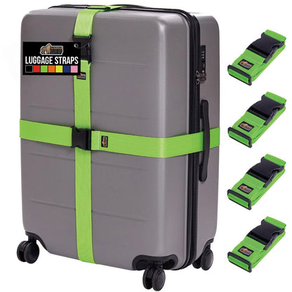 GORILLA GRIP Heavy Duty Luggage Straps for Suitcase, 4 Pack, Blue