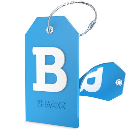 Shacke Initial Luggage Tag with Privacy Cover & Steel Loop (Aqua Teal, P)