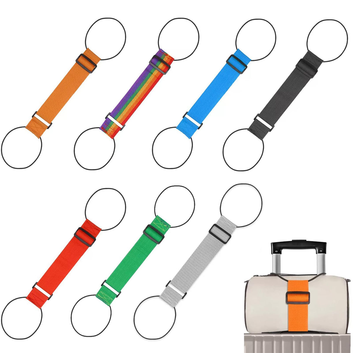 Luggage Straps,Elastic Travel Straps for Securing Luggage, Suitcase & Bag Organizer, Adjustable Hold-Down Straps for Travel Accessories, Carry-On, Checked Bags, Ideal for Travelers (7PCS)