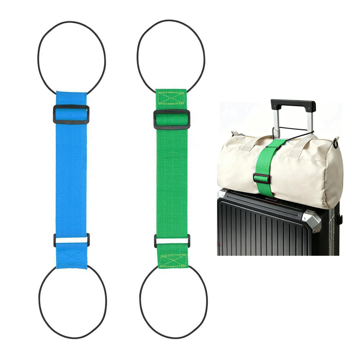 2 Pack Multi Use Strong Adjustable Luggage Connector Straps for Suitcases