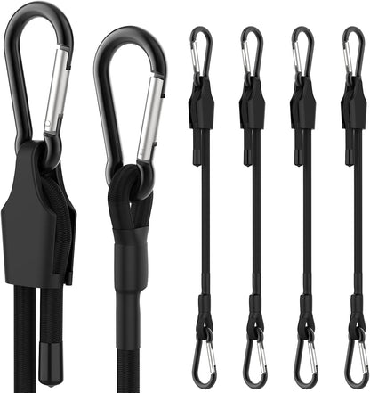 SDTC Tech 12 Inch Adjustable Bungee Cords with Carabiner Hooks