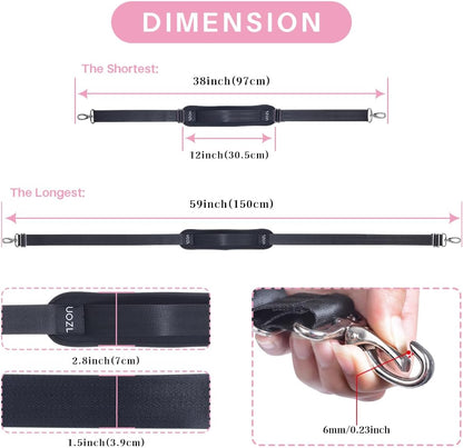 59 Inch Shoulder Straps, Soft with Ultra-Thick Fixed Shoulder Pad, Two Way Independently Adjustable Buckle Replacement Straps for Laptop Bag Messenger Bag Tool Bag Luggage,Black