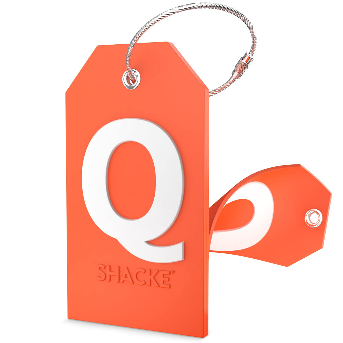 Shacke Initial Luggage Tag with Privacy Cover & Steel Loop (Aqua Teal, P)