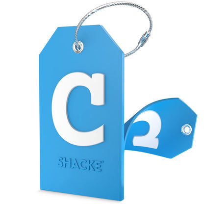 Shacke Initial Luggage Tag with Privacy Cover & Steel Loop (Aqua Teal, P)