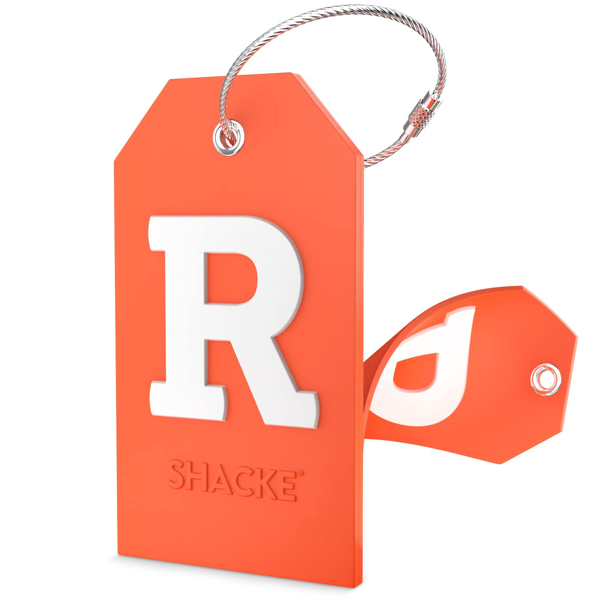 Shacke Initial Luggage Tag with Privacy Cover & Steel Loop (Aqua Teal, P)