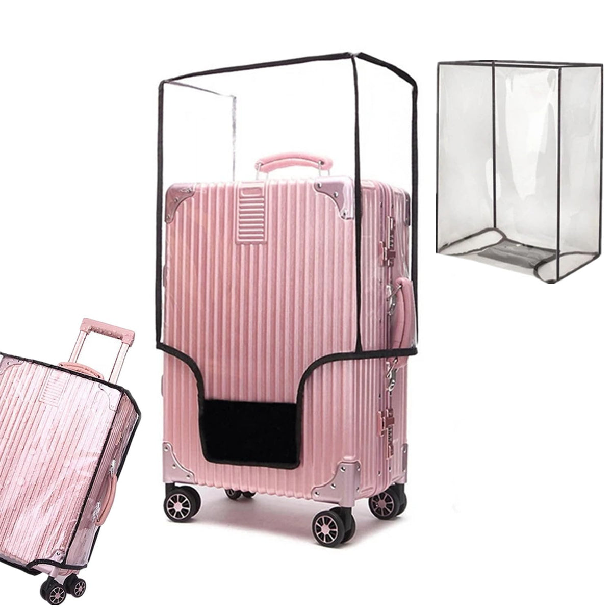 3PCS Clear PVC Luggage Cover Protectors Thicken Transparent Waterproof Suitcase for Travel Airplane 20"+24"+28"