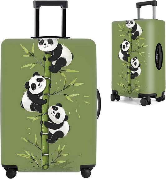 Cute Panda Luggage Cover – Bamboo Climbing Panda Suitcase Protector, Stretchable & Waterproof Travel Luggage Sleeve,M