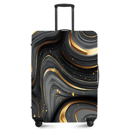 FOREVER QUEEN Blue Gold Luxury Marble Luggage Cover Suitcase Protector Suitcase Cover Anti-Scratch,Stretchable Bag Cover Washable Durable Polyester